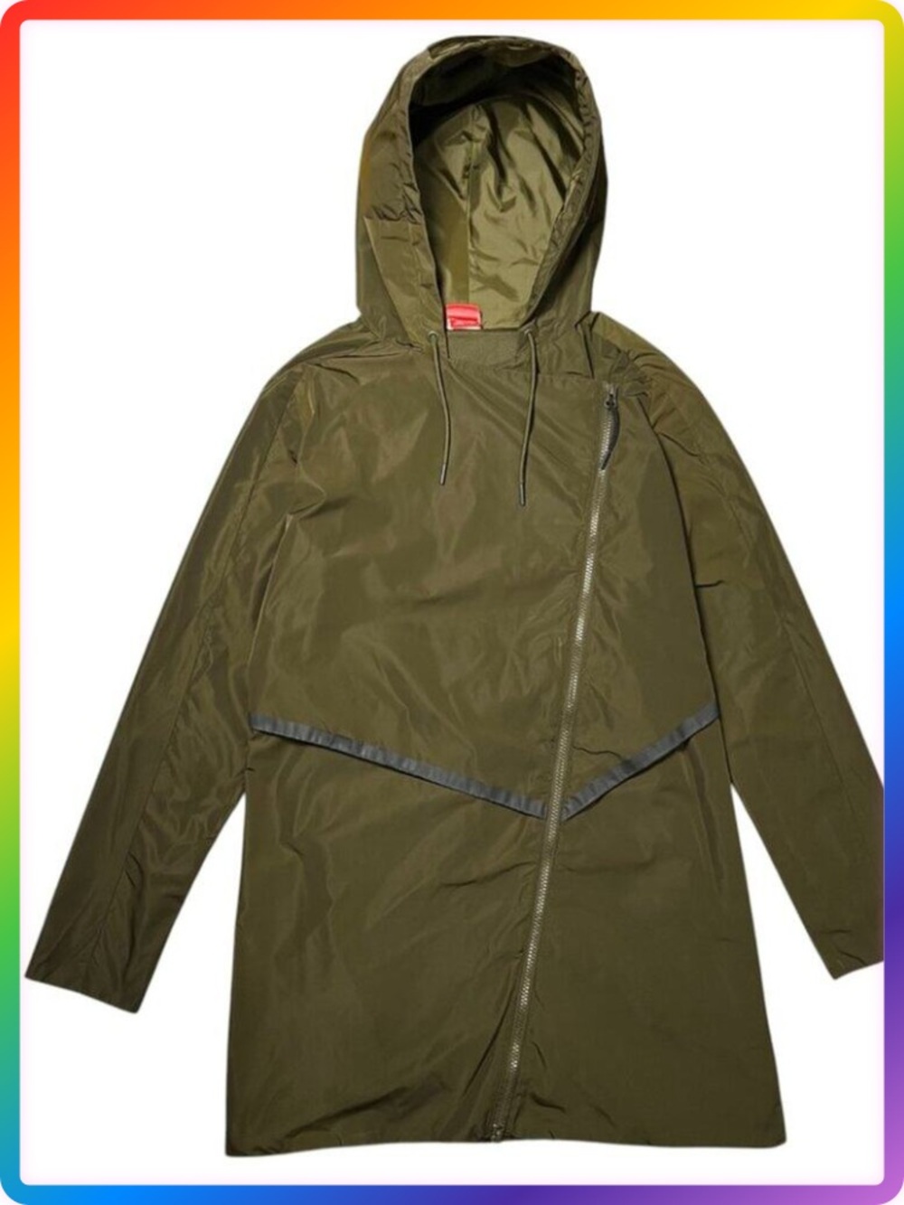 Nike Bonded Hooded Jacket WOMENS XS Green Parka Trench 2-Way Zip 804031-347